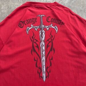 Vintage 90s Orange County Choppers OCC Biker Graphic T-Shirt Red 2XL (d1a)